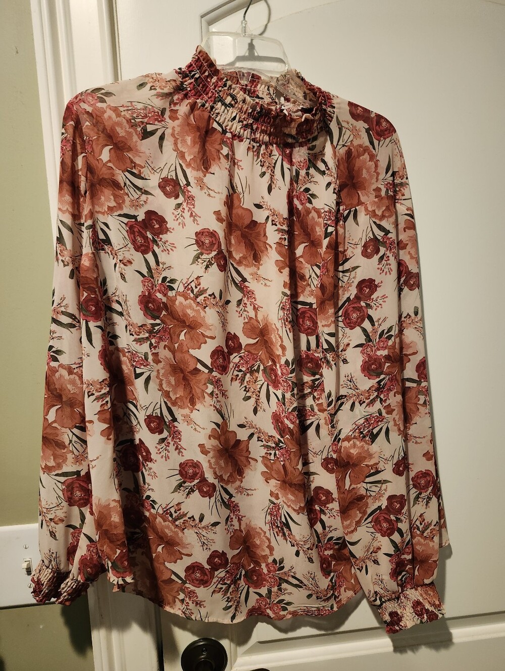 TorridFloral Smocked Neck Long-Sleeve Blouse , Size 0